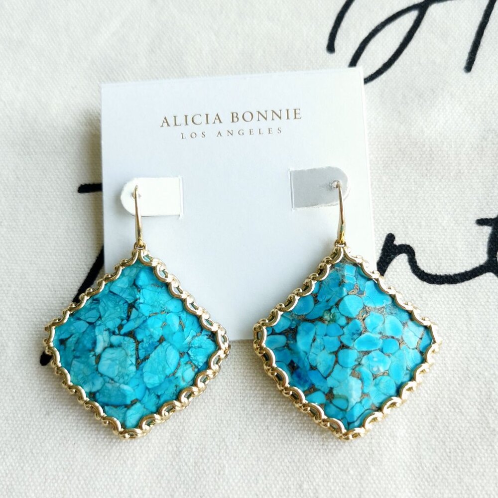 Alicia Bonnie Earrings - Harper - Bronze Veined Turquoise Gold